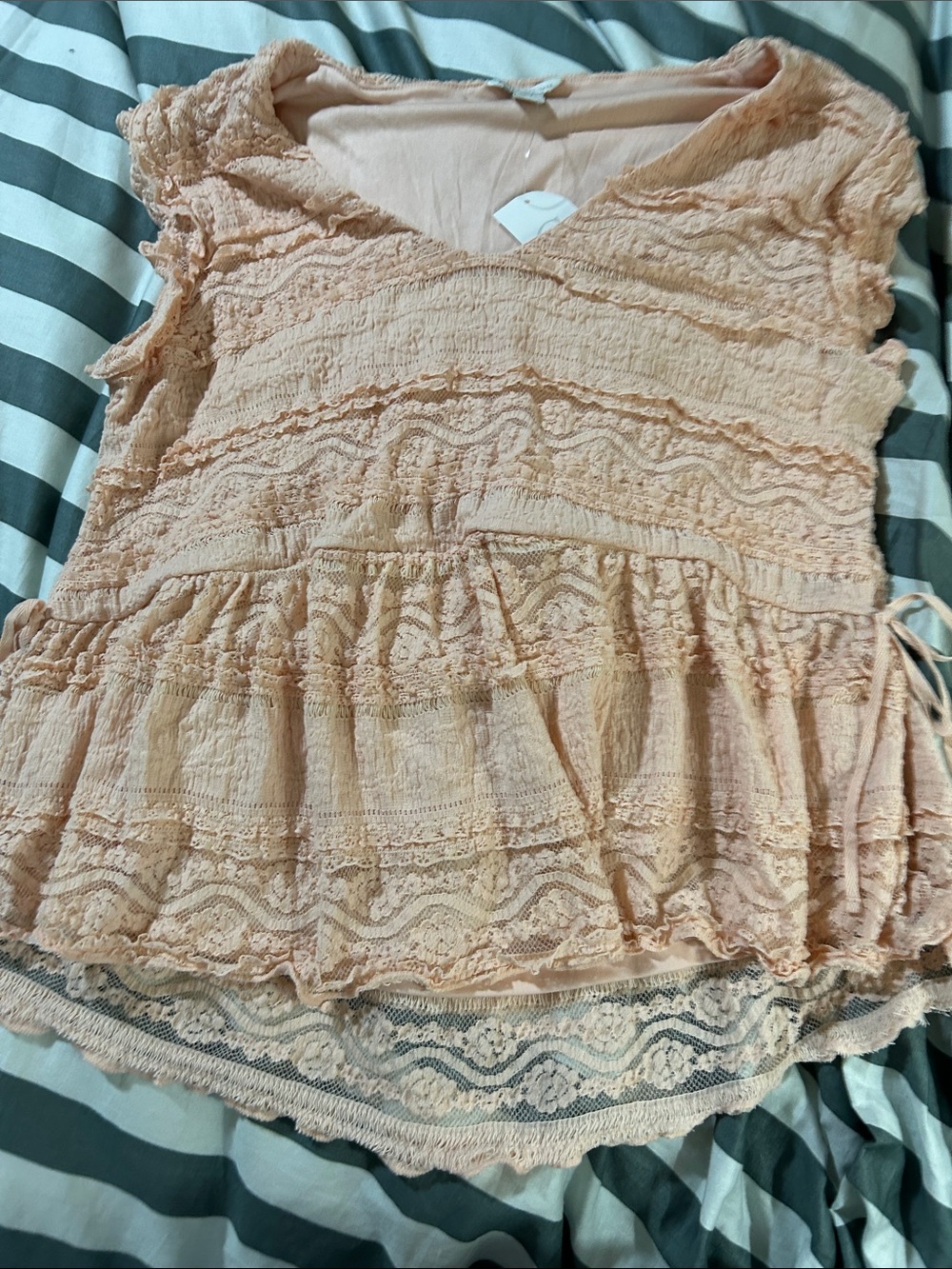 Women’s Peach Lace Peplum Top